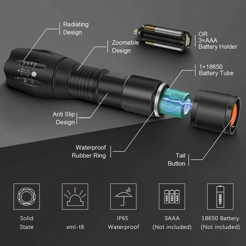 Luz flash recargable de aluminio de alta potencia G700 impermeable T6 con zoom - Imagen 3 de 6
