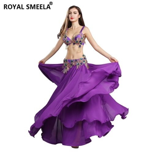Costumi danza del ventre orientale donna abbigliamento performance danza reggiseno cintura gonna 3 pezzi - Foto 13 di 25