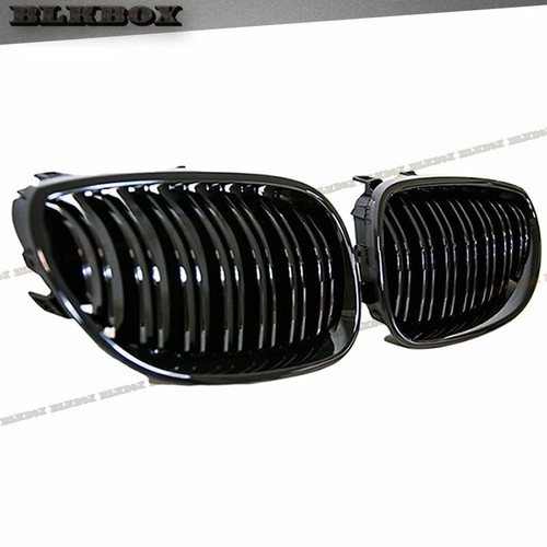 For 04-10 BMW E60 E61 5-Series Sedan Wagon Front Grille M-Trim Gloss Black Pair - Picture 3 of 3