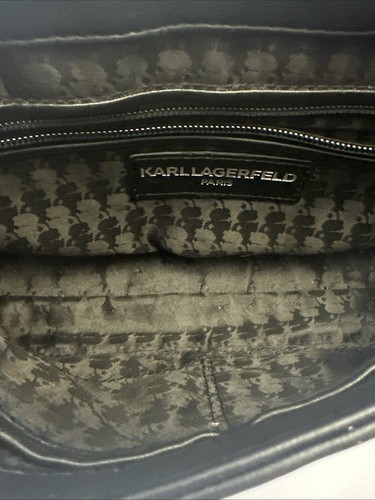 Vintage Karl Lagerfeld Black Top Chain Handle Leather Quilted Bag - Picture 7 of 12