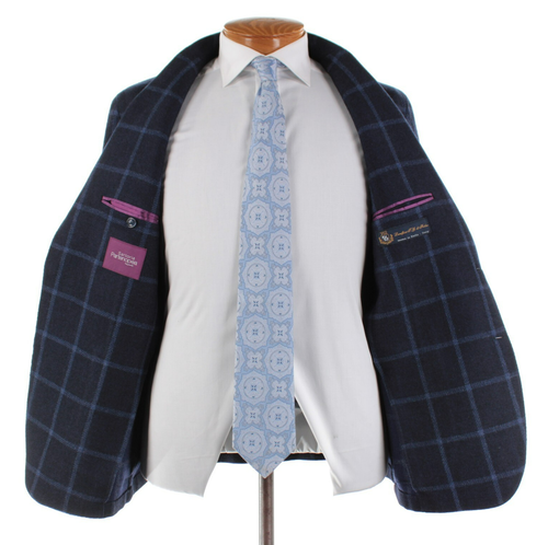 Sartoria Partenopea NWT Wool Blend Sport Coat Size 52R (42R US) In Blue Plaid - Picture 7 of 12