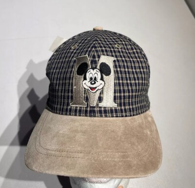 Mickey Mouse Hat Cap Disney Goofy's Hat Company Strap Back Plaid Suede NOS NWT