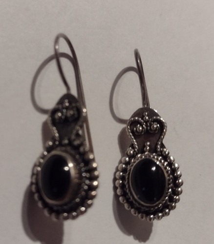 Vintage Sterling FAS Signed Pierced Earrings 1 1/4 In. - Picture 4 of 5