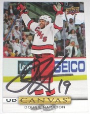 DOUGIE HAMILTON SIGNED 19-20 UPPER DECK CANVAS HURRICANES CARD AUTOGRAPH AUTO!!