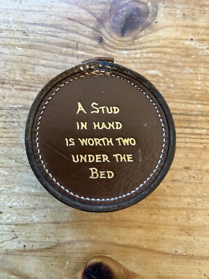 VTG Leather Trinket Box    A Stud In Hand Is Worth Two Under The Bed  - England