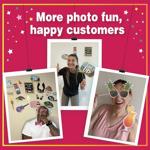 Hawaiian Photo Booth Props - 41-pc Luau Photo Props Kit with 8 x 10-Inch Sign... - Picture 6 of 9