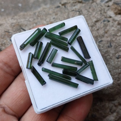 24.5 Ct 8.5 to 18.5 MM Natural Greenish Blue Tourmaline Pencil 23 PCS Lot - Picture 10 of 24