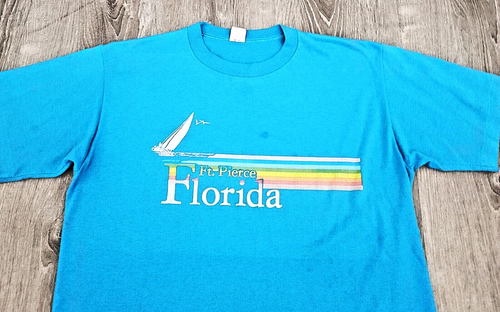 Vintage 80s Florida Rainbow T-Shirt Vintage Velva Sheen Single Stitch Tee USA Gr. L - Bild 4 von 9