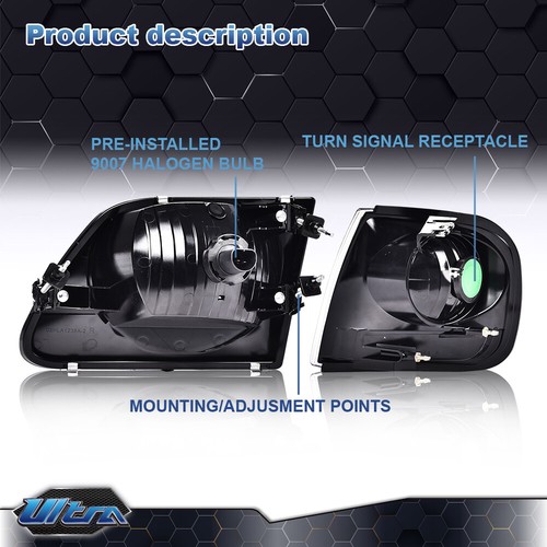 Clear Chrome Headlights & Corner Lights Fit For 1997-2003 Ford F150 Expedition - Bild 3 von 9