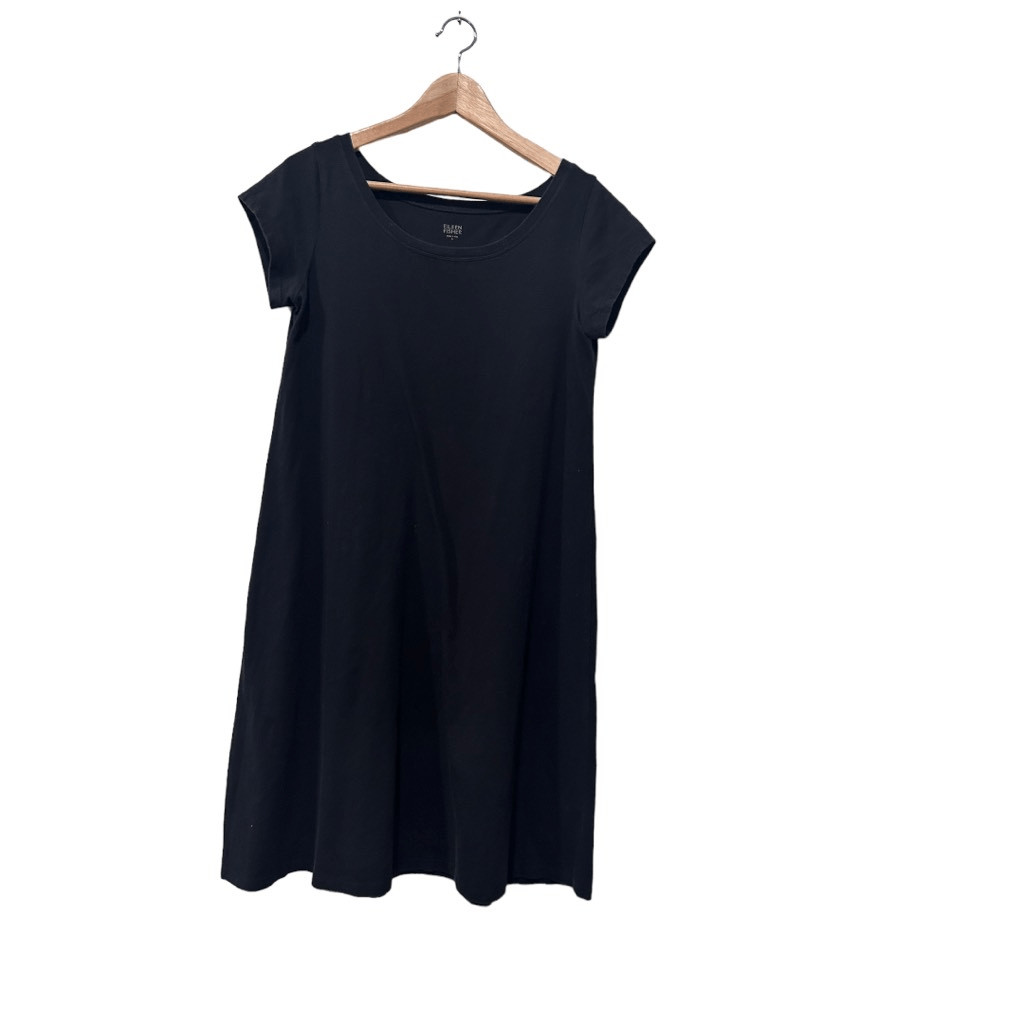 Eileen Fisher Organic Cotton Scoop Neck Jersey T Shirt Dress Black