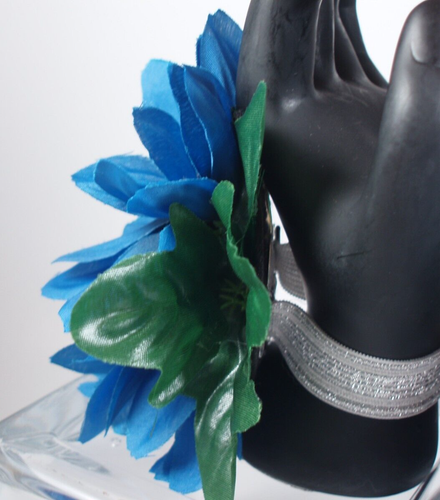 Prom Wrist Corsage & Boutonniere Artificial Blue Flower Glitter Center - Picture 7 of 9