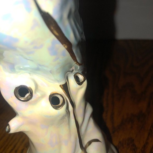 Vintage Blue Lusterware Heron Egret Figurine Flower Frog 9" Tall - Picture 6 of 8