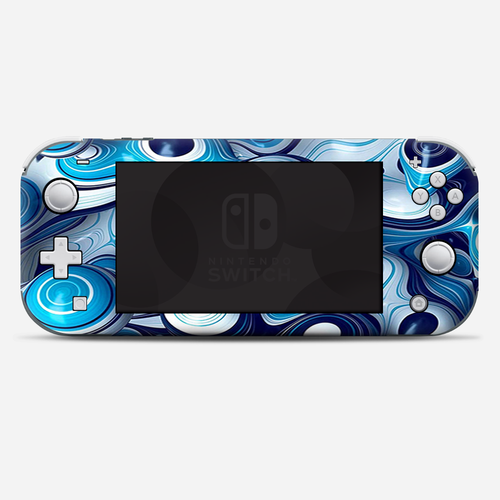 Skins Decals Wrap für Nintendo Switch Lite - Mixed Blue Bubbles Glas - Bild 1 von 4