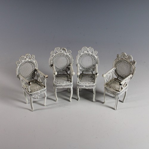 Set of French Vintage White Metal Doll Furniture 5 pc - Picture 4 of 5