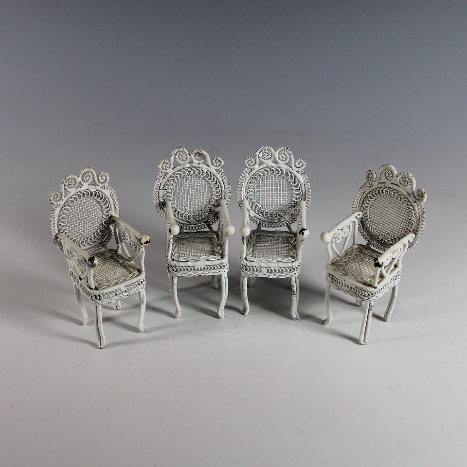 Juego de muebles franceses vintage de metal blanco para muñeca 5 piezas Foto 4 de 4