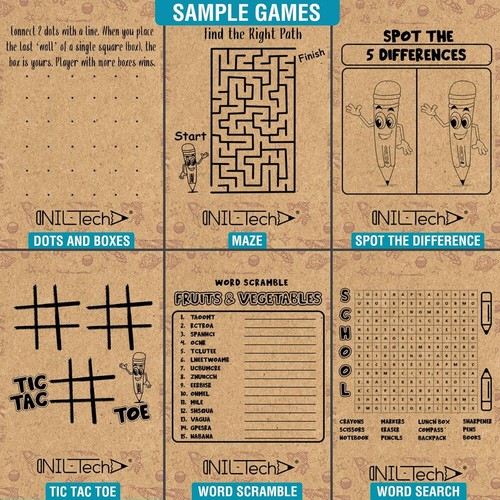 Kids Brown Paper Bags - Lunch Notes for Kids via Printed Jokes and Games Eco - Picture 4 of 9