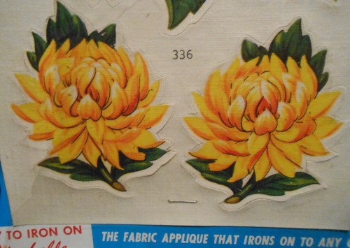 Vogart IRON ON Fabric APPLIQUE 1 sheet with 3 Appliques YELLOW FLORAL - Picture 5 of 5