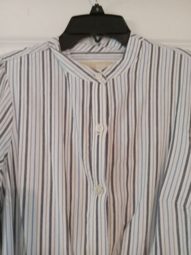 Michael Kors Striped Button-Down Lined Midi Maxi Dress with Belt - Picture 3 of 20