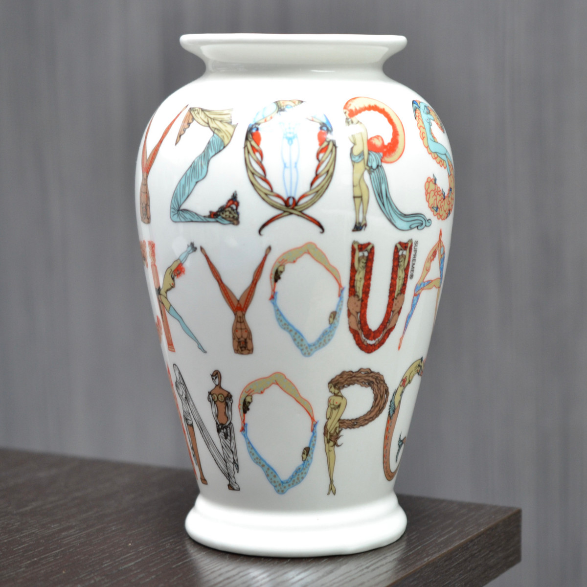 SUPREME Alphabet F-Word White Ceramic Printed Vase SS'18