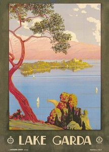 LAGO DI GARDA RIVA TORBOLE SAILBOAT ITALIAN LAKE TRAVEL VINTAGE POSTER REPRO