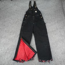 Vintage Carhartt Overalls Mens 34x30 Insulated Bib Carpenter Double Knee R02 BLK