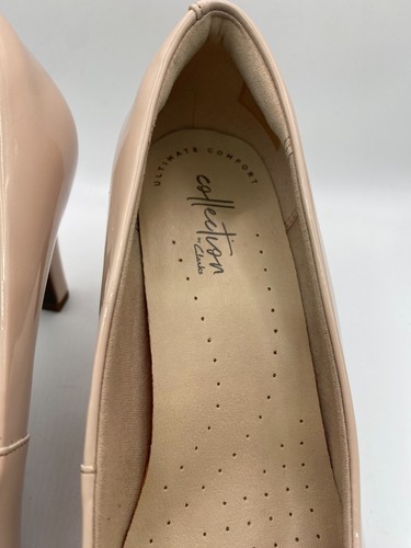 Scarpe da corte Clarks Collection in pelle verniciata beige nudo Ultimate Comfort UK 5D - Foto 13 di 20