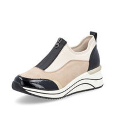 Remonte Women's Slip-On Sneakers Shoes Beige Black D0T08