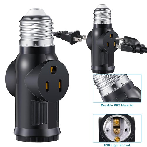 1-10Pcs E26/E27 Light Socket Adapter 2/3 Prong Light Bulb Outlet Converter - Picture 9 of 19