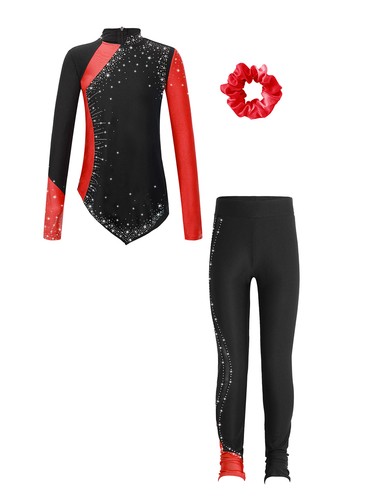 UK Unisex Kids Dancewear Skinny Outfits Figure Skating Costume Competition Pants - Picture 52 of 96