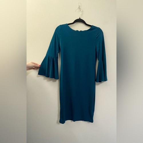 Vestido Calvin Klein manga Belle cuello redondo en azul verdoso - 4 - Imagen 2 de 9