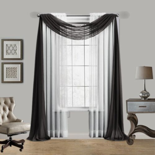 1PC PRINTED/SOLID VOILE SCARF WINDOW CURTAIN SEE THROUGH PARTY HOME DECOR S38 - Picture 3 of 35