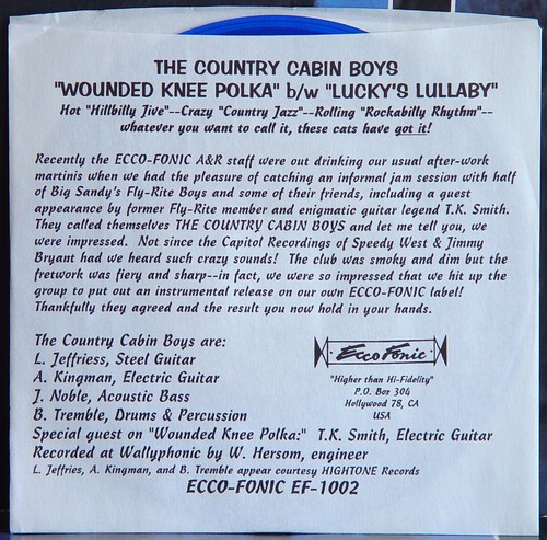 Country Cabin Boys COLOR 7-INCH: Wounded Knee Polka / Lucky's Lullaby Big Sandy - Picture 4 of 4