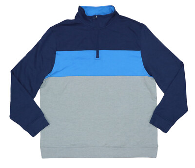 Club Room 1/4 Zip Mock Neck Fleece Colorblock Pullover Men's Sweatshirt L  NWT