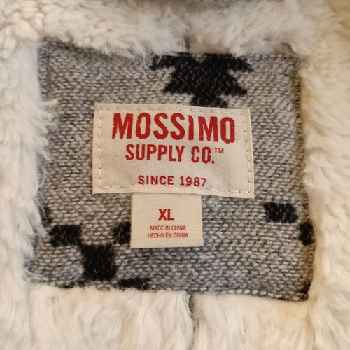 Mossimo ärmellose Sherpa Weste Gr. XL taubengrau Tribal Boho Azteken rohe Kanten - Bild 3 von 6