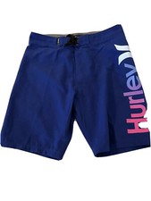 Hurley Boys' One and Only Board Shorts size 10/25 Blue Swim Trunks EUC