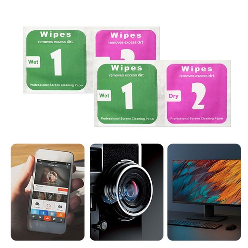 4x/2Packs Camera Lens LCD Phone Screen Dust Removal Dry Wet Cleaning Cloth Wipes - Photo 2 sur 13