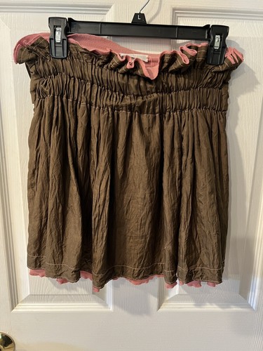 Denis Gagnon Rock Damen S Seide braun Lagenlook Metallic Rüschen Bindeband Taille gefüttert - Bild 5 von 9