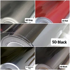 High Gloss Carbon Fiber Black Gray Red Vinyl Car Wrap Sticker Air Release Film
