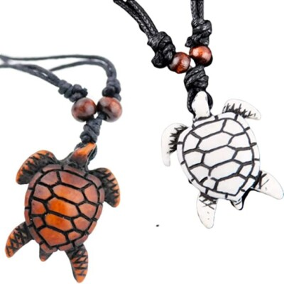 #ad Sea Turtle Necklaces Hawaiian Surfing Chokers 2Pc Adjustable Beaded Rope Chain $10.95