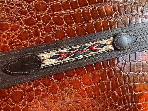 Western Belt Mens 34-36 Tooled Leather Brown Embroidered Silver Concho Buckle - Picture 6 of 12