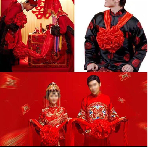 30cm Grooms Traditional Asian Wedding Chest Pom Pom - Picture 8 of 11