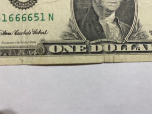 🔥🔥fancy serial number one dollar bill 2006 L51666651 N🔥🔥 - Picture 6 of 6