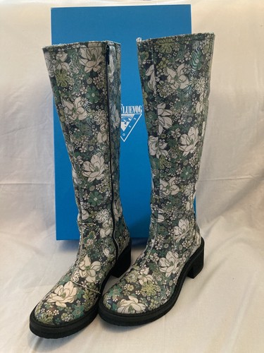 John Fluevog Slacker Tall Floral Leather Rubber Sole Boots Size 6.5 - Picture 4 of 14
