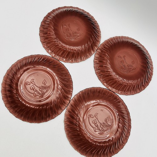 Amethyst Glass Appetizer Plates Calla Lily Embossed 6” Set Of 4 - Picture 7 of 11