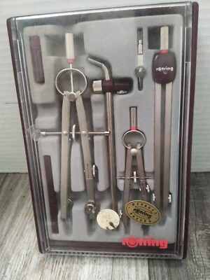 Vintage Rotring Drafting Drawing Compass Set (7-PCS) West Germany