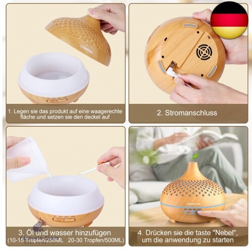 ZOVHYYA Aroma Diffuser 500 ml Diffuser Luftbefeuchter Aromatherapie-Diffuser 14 - Bild 7 von 9