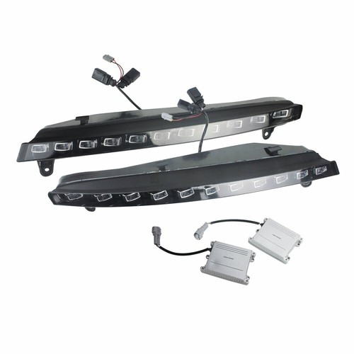 PAIR For 2007-2009 Audi Q7 LED DRL Daytime Running Light w/Turn Signal Fog Lamp - Picture 15 of 18