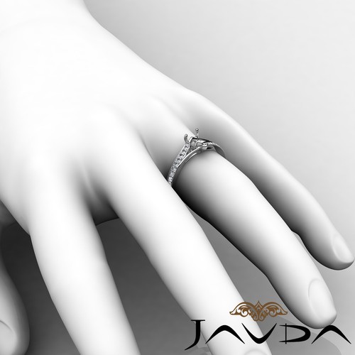 Tapered Pave Set Pear Semi Mount Diamond Engagement Pinched Shank Ring 0.35 Ctw. - Picture 22 of 29