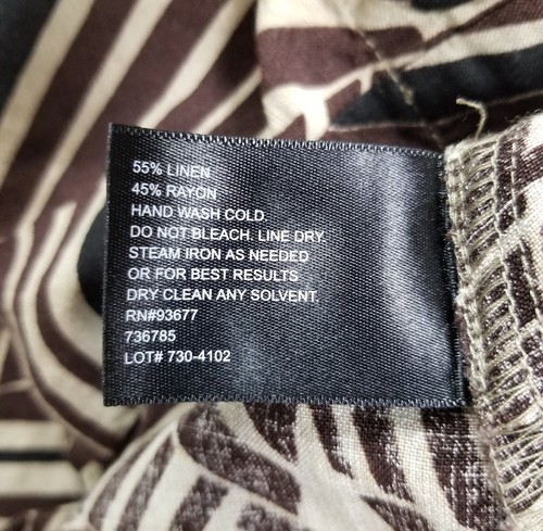 East 5th Button Up Shirt Women’s Petite Medium PM Brown Beige Geometric ¾ Sleeve - Picture 6 of 9