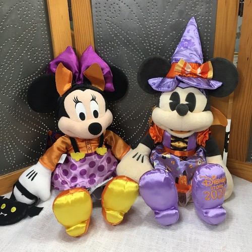 Set of 2 Disney Minnie Mouse 10” Plush Halloween Witch & Bat Costume Teddy Bears
